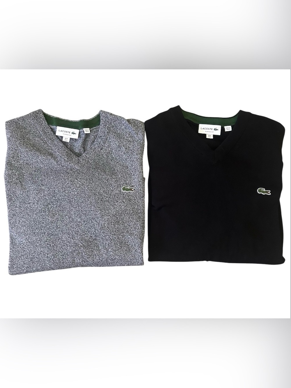 Lacoste Men's Cotton V-Neck Sweater Lot of 2 Size Large
